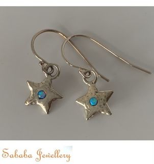 Sterling Silver 925 Petite Opal Star Earring