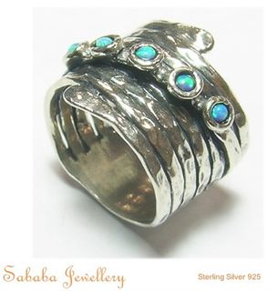 Sterling Silver Wrap wring with Opals
