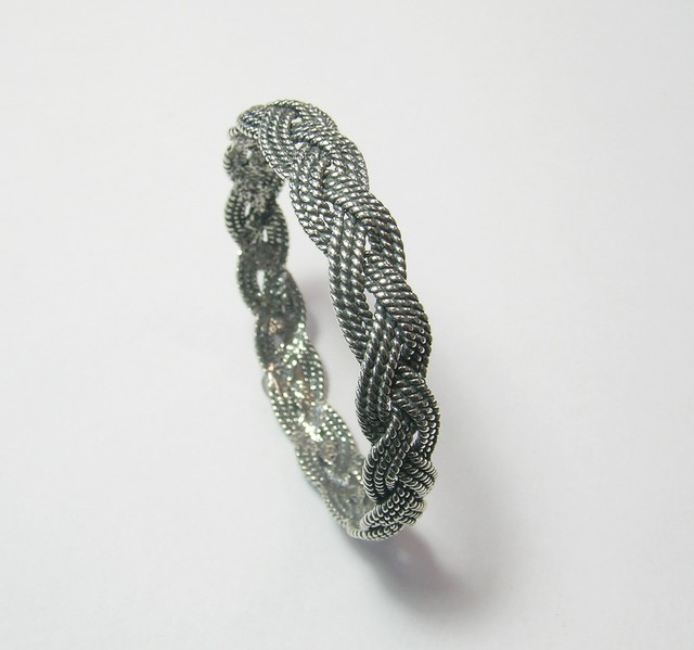 Sterling Silver Textured Braid Bangle