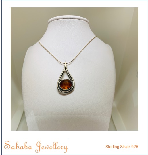 Sterling Silver Amber Necklace