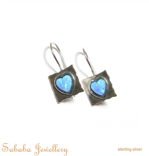 Opal Heart Earrings