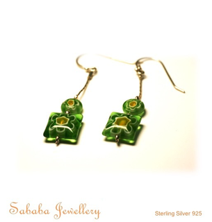 Glass Flower Bead Earrings
