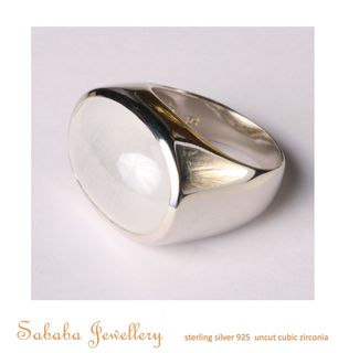 Uncut Oval CZ Sterling Silver